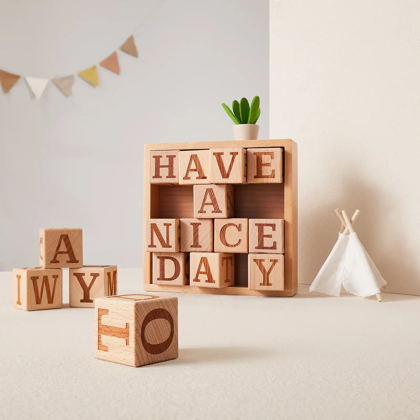 Decorative fashion wooden letter blocks