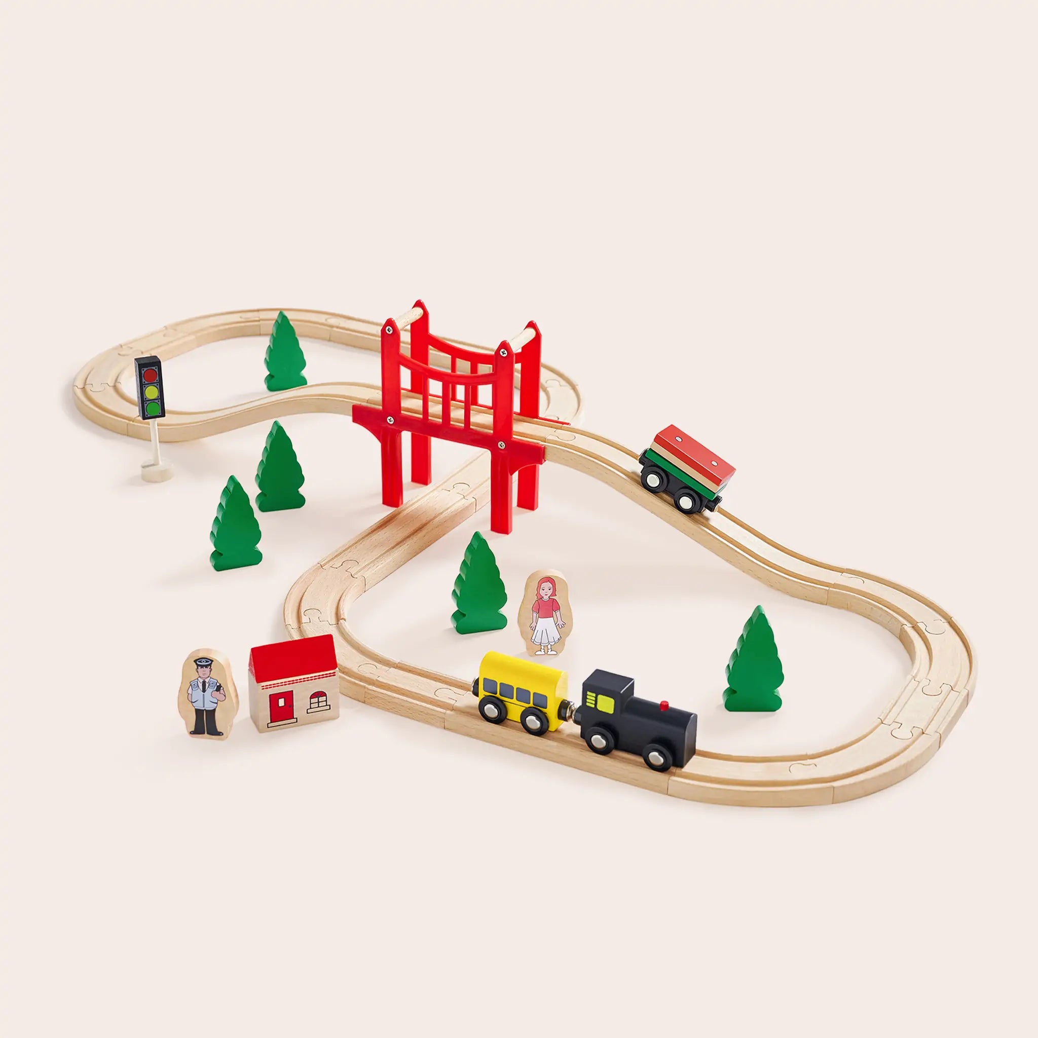 Tiny Land® Wooden Train Set 110 Pcs, Tiny Land Offical Store®