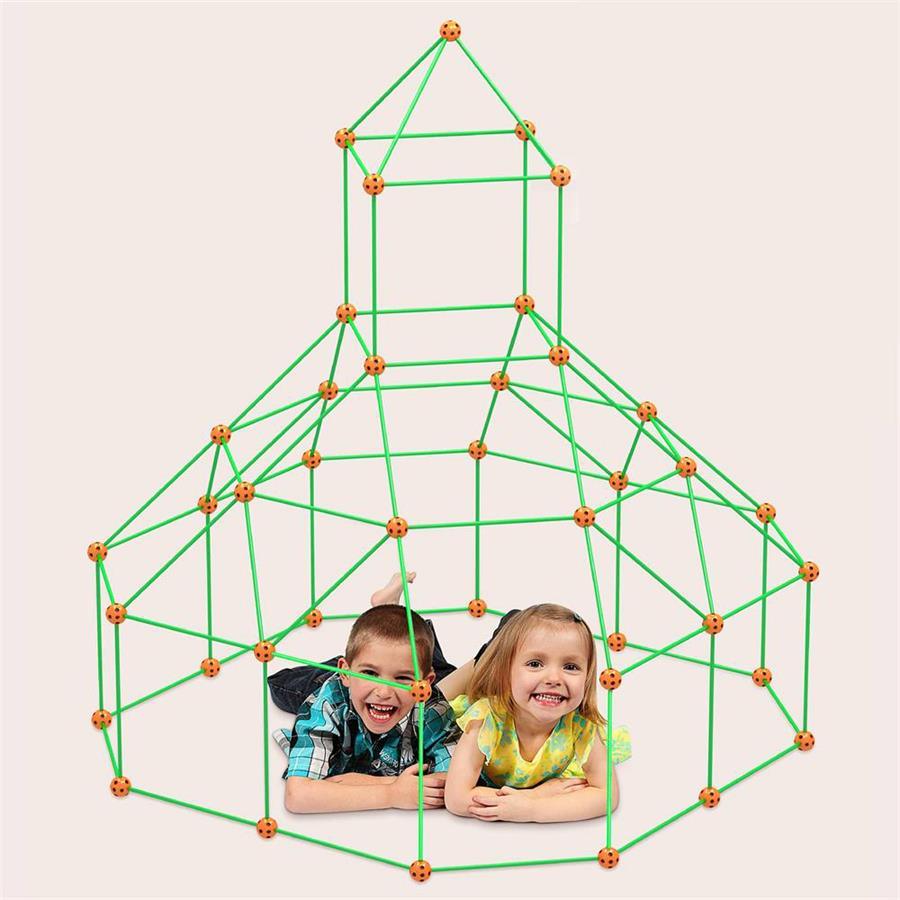 Construction Fort Building Kit - 77 Pieces with Storage Bag