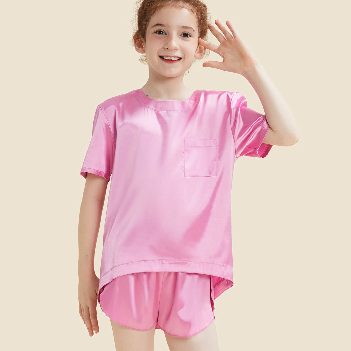 Girls Pajama Sets Short Pants - Rose Red