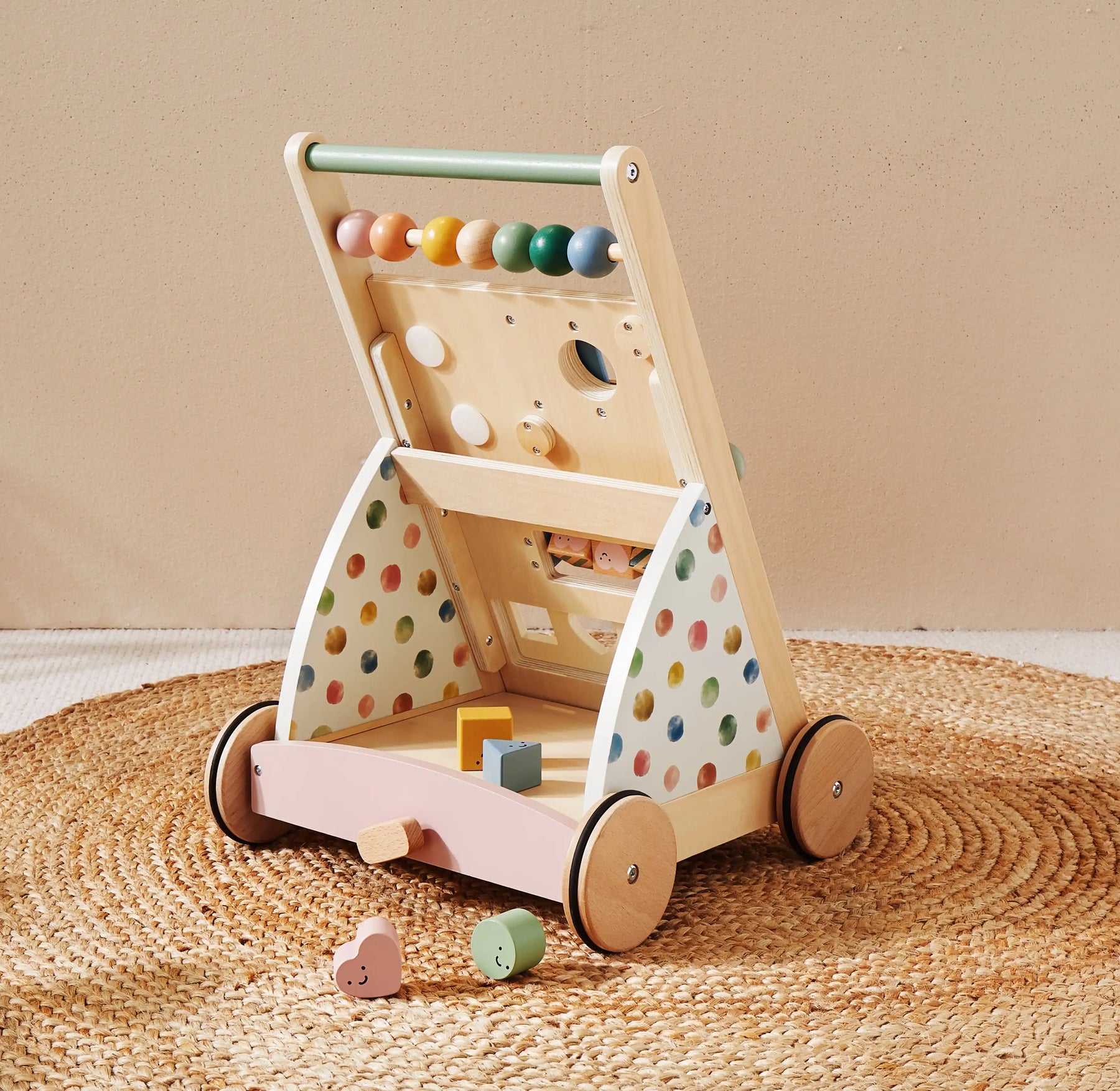 Tiny Land® Versatile Natural Wooden Baby Walker