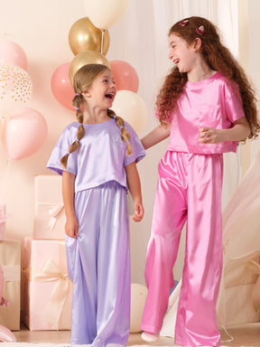 Girls Pajama Sets Long Pants - Purple