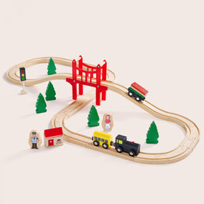 Tiny Land® Original Wooden Train Set – 39 Pcs