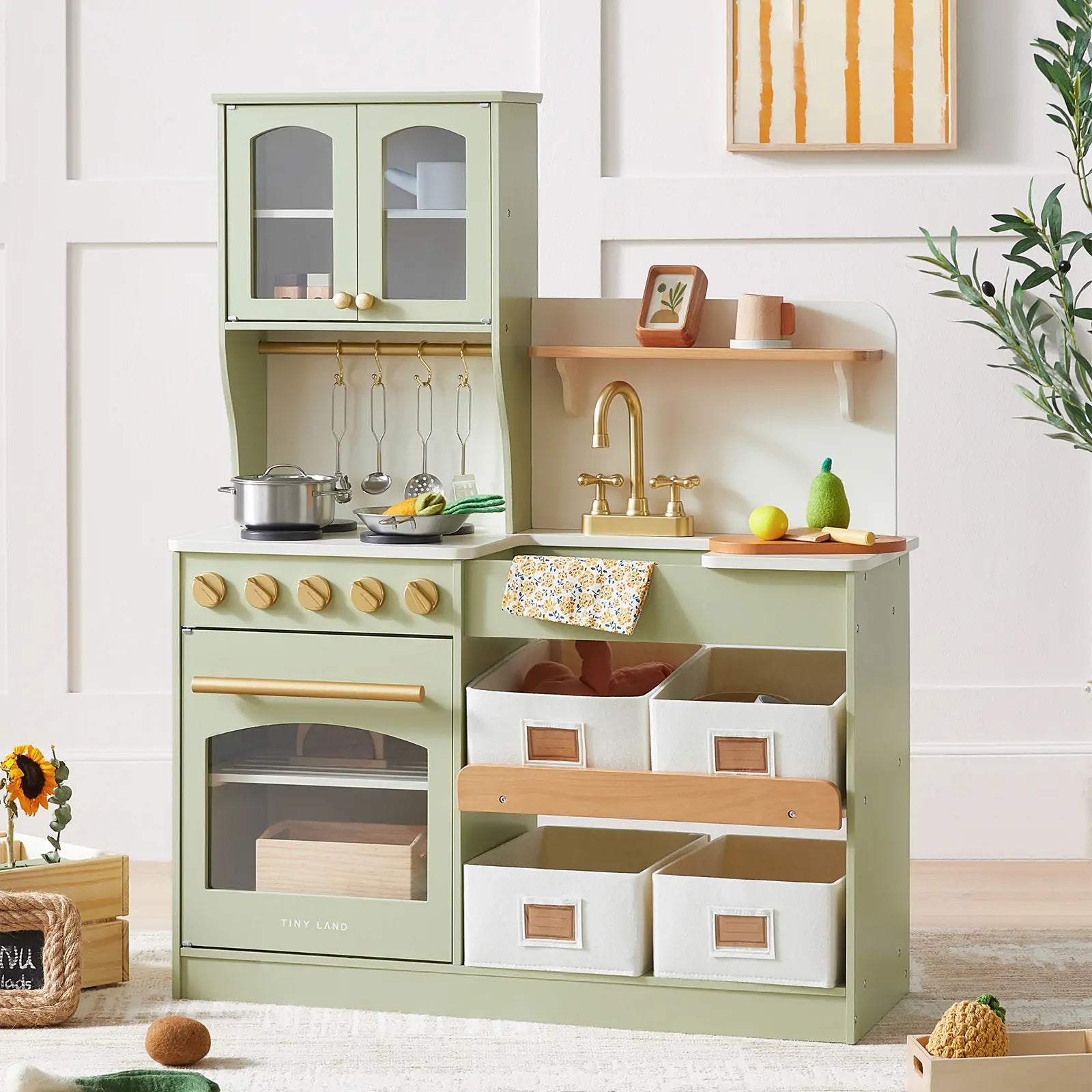 wooden montessori play kitchen