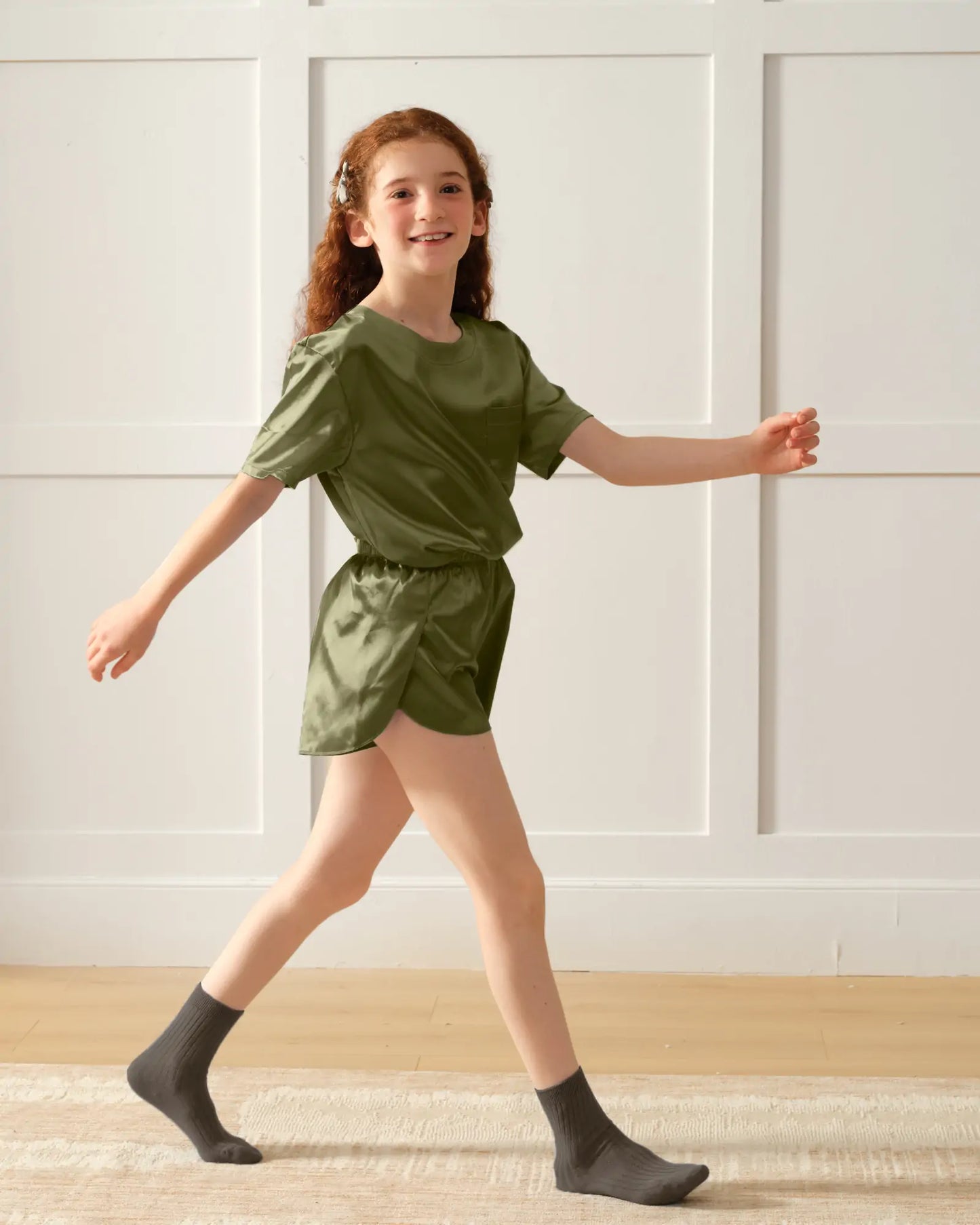 Girls Pajama Sets-Olive Green