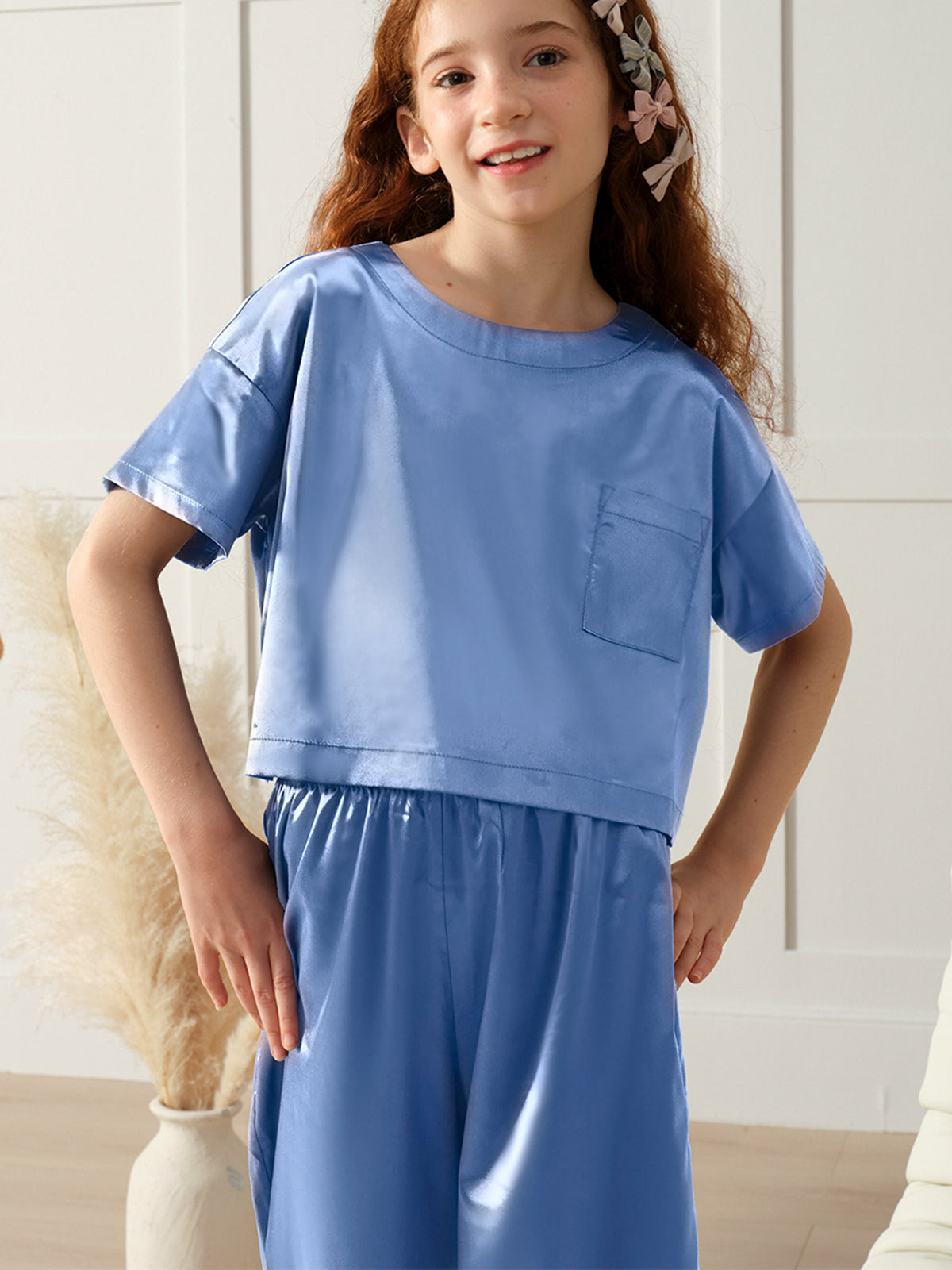 Girls Pajama Sets Long Pants - Hazy Blue