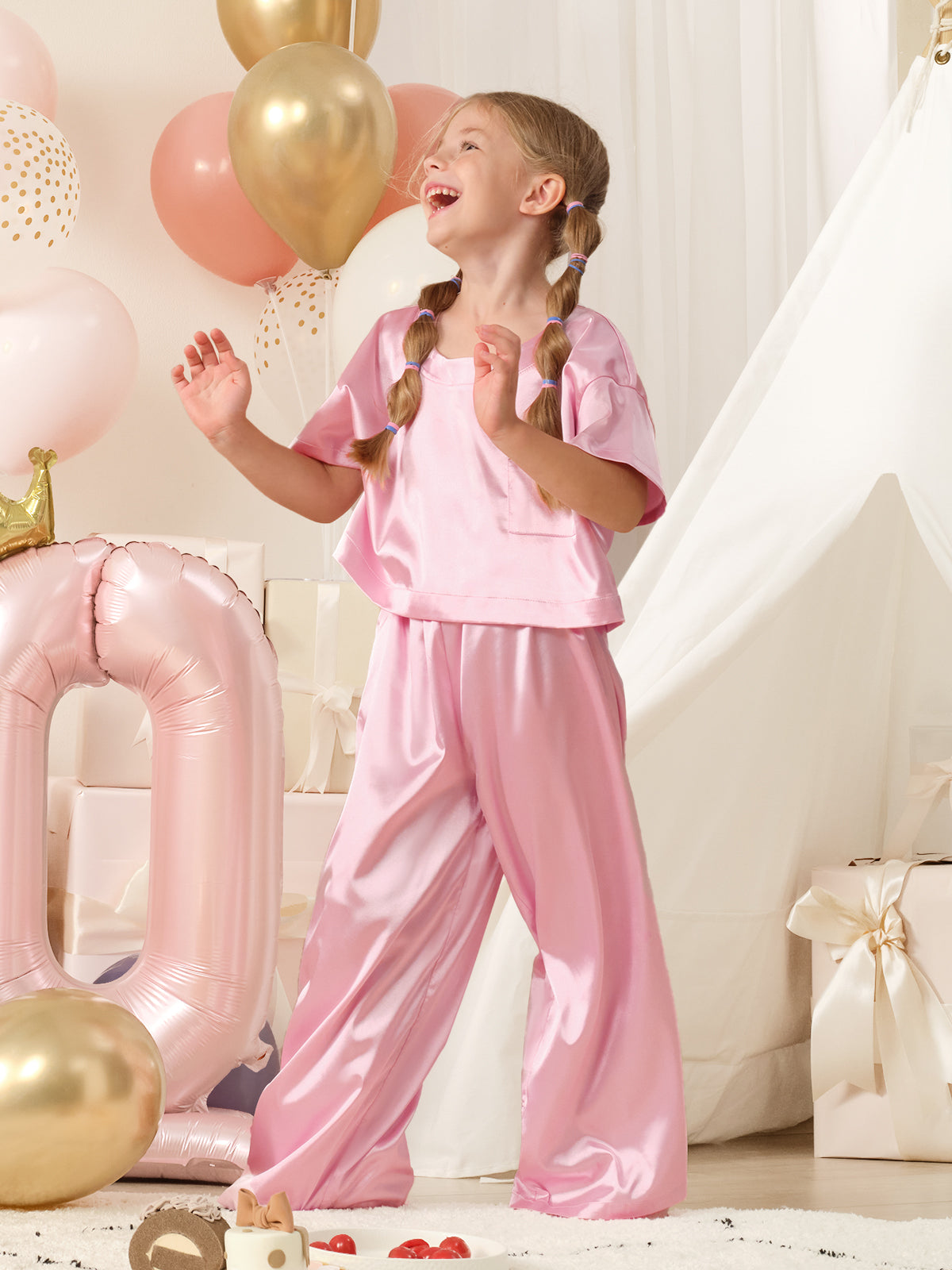 Girls Pajama Sets Long Pants - Blush Pink