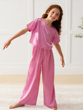 Girls Pajama Sets Long Pants - Rose Red