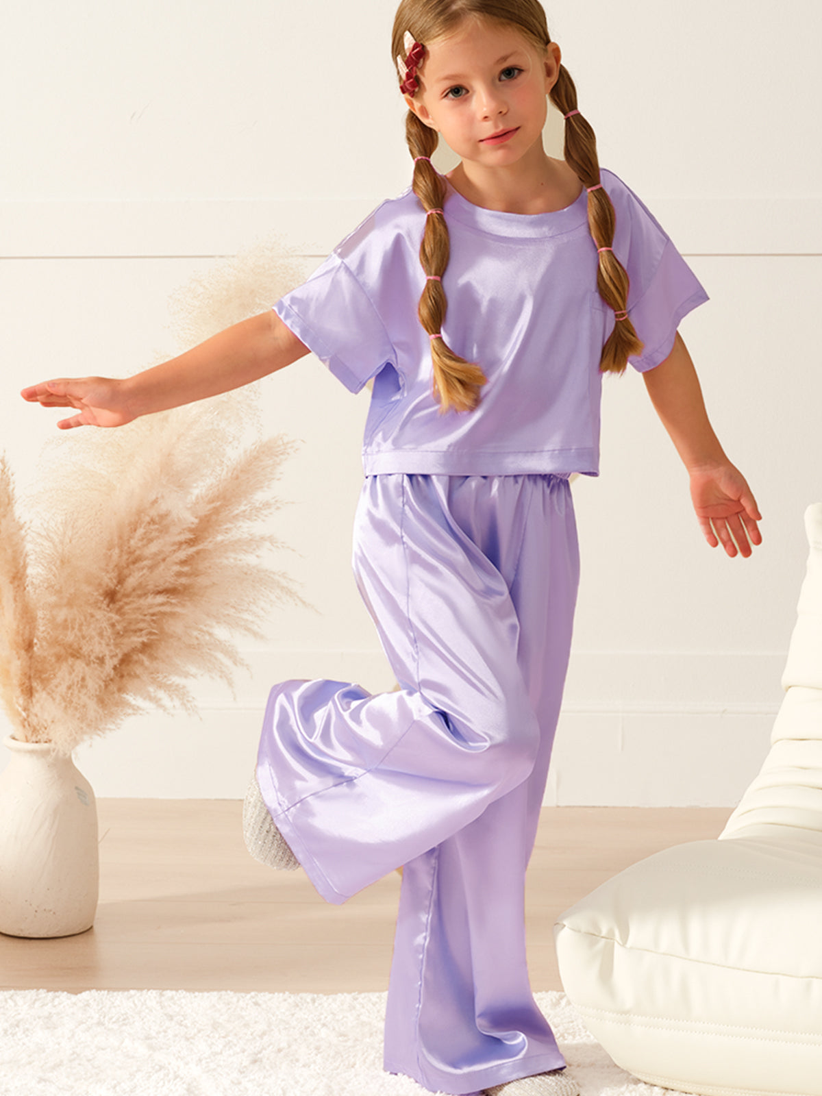 Girls Pajama Sets Long Pants - Purple