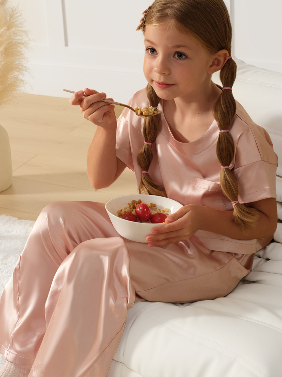 Girls Pajama Sets Long Pants - Dusty Pink