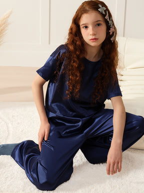 Girls Pajama Sets Long Pants - Navy Blue