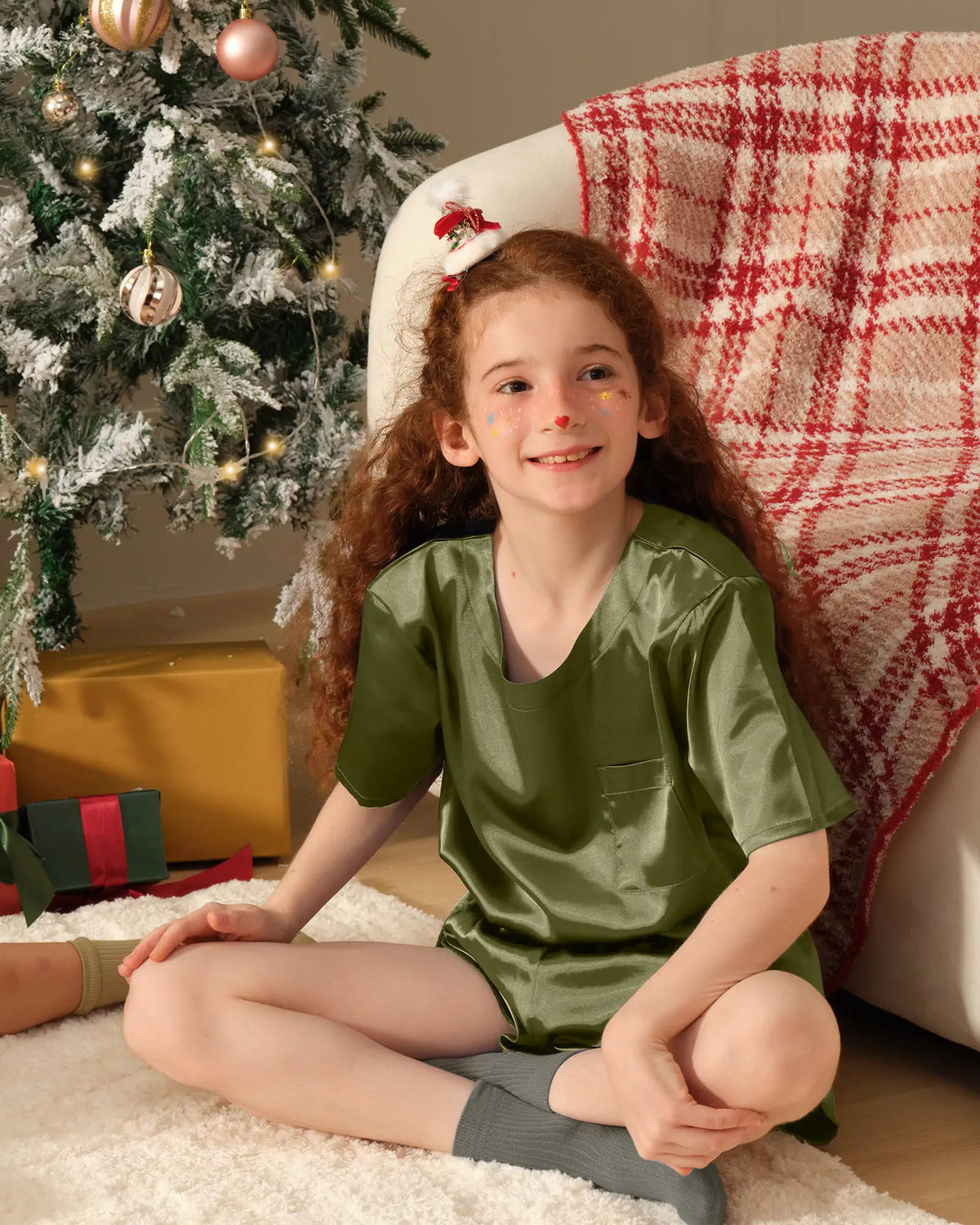 Girls Pajama Sets-Olive Green