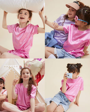 Girls Pajama Sets-Rose Red