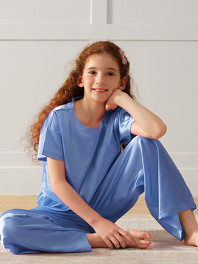 Girls Pajama Sets Long Pants - Hazy Blue