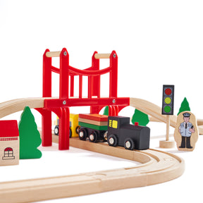 Tiny Land® Original Wooden Train Set – 39 Pcs