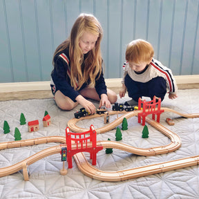 Tiny Land® Original Wooden Train Set – 39 Pcs