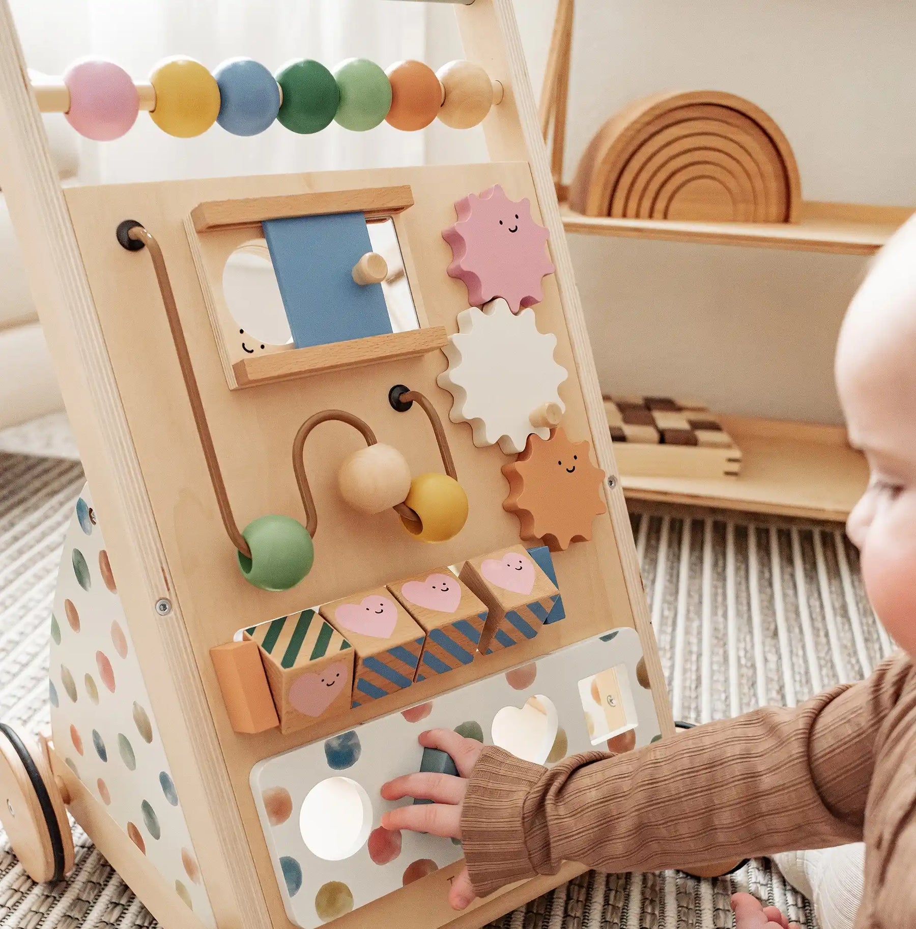 Tiny Land® Versatile Natural Wooden Baby Walker