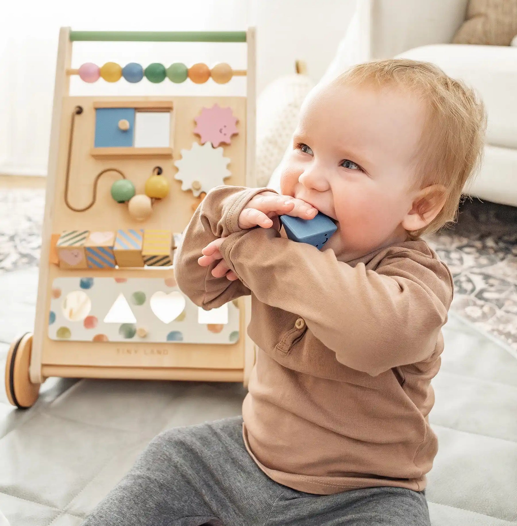 Tiny Land® Versatile Natural Wooden Baby Walker