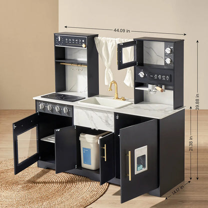 Tiny Land® Iconic Aqua Kitchen with Real-Flow Water System - Black