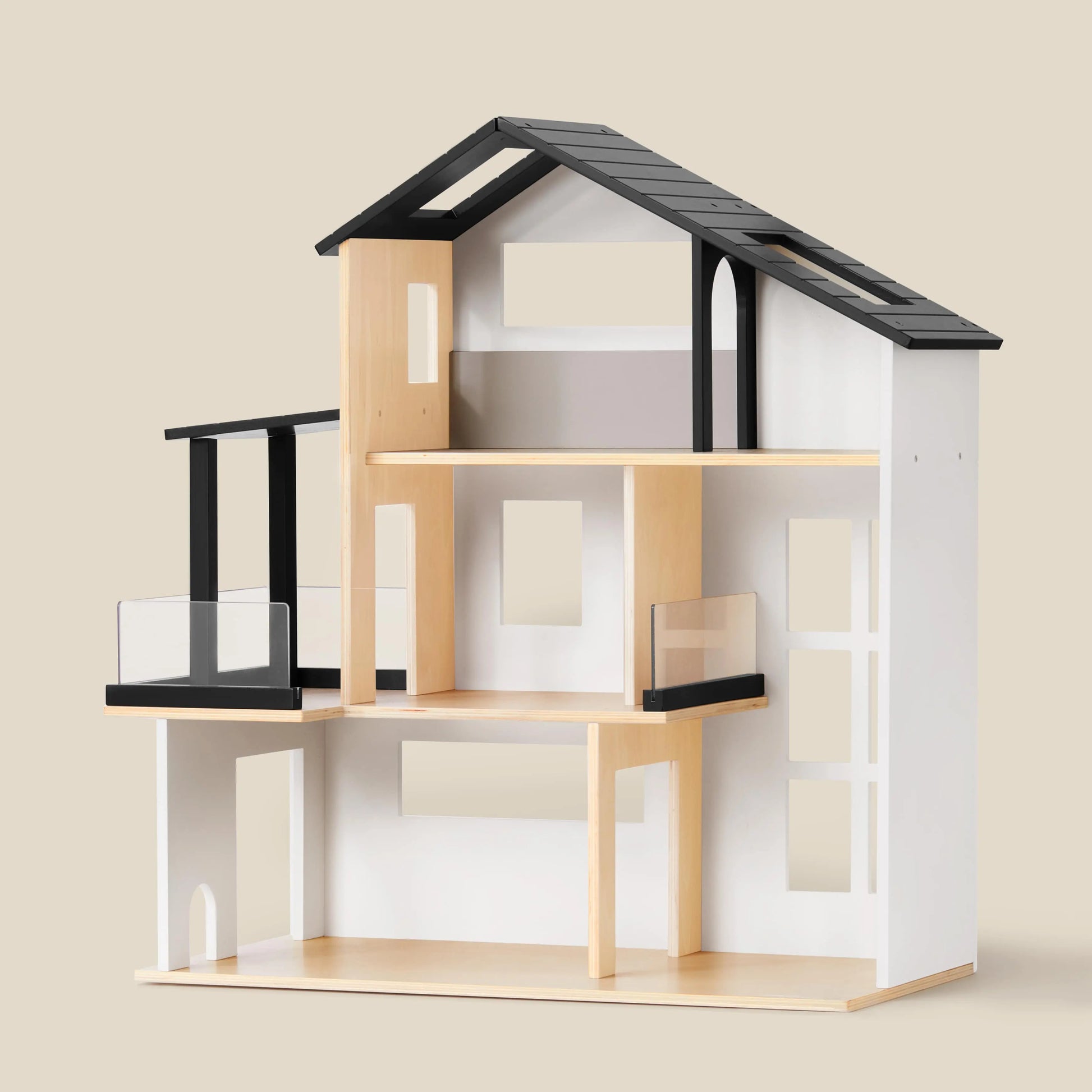 Modern Dollhouse with garage, Wooden dollhouse