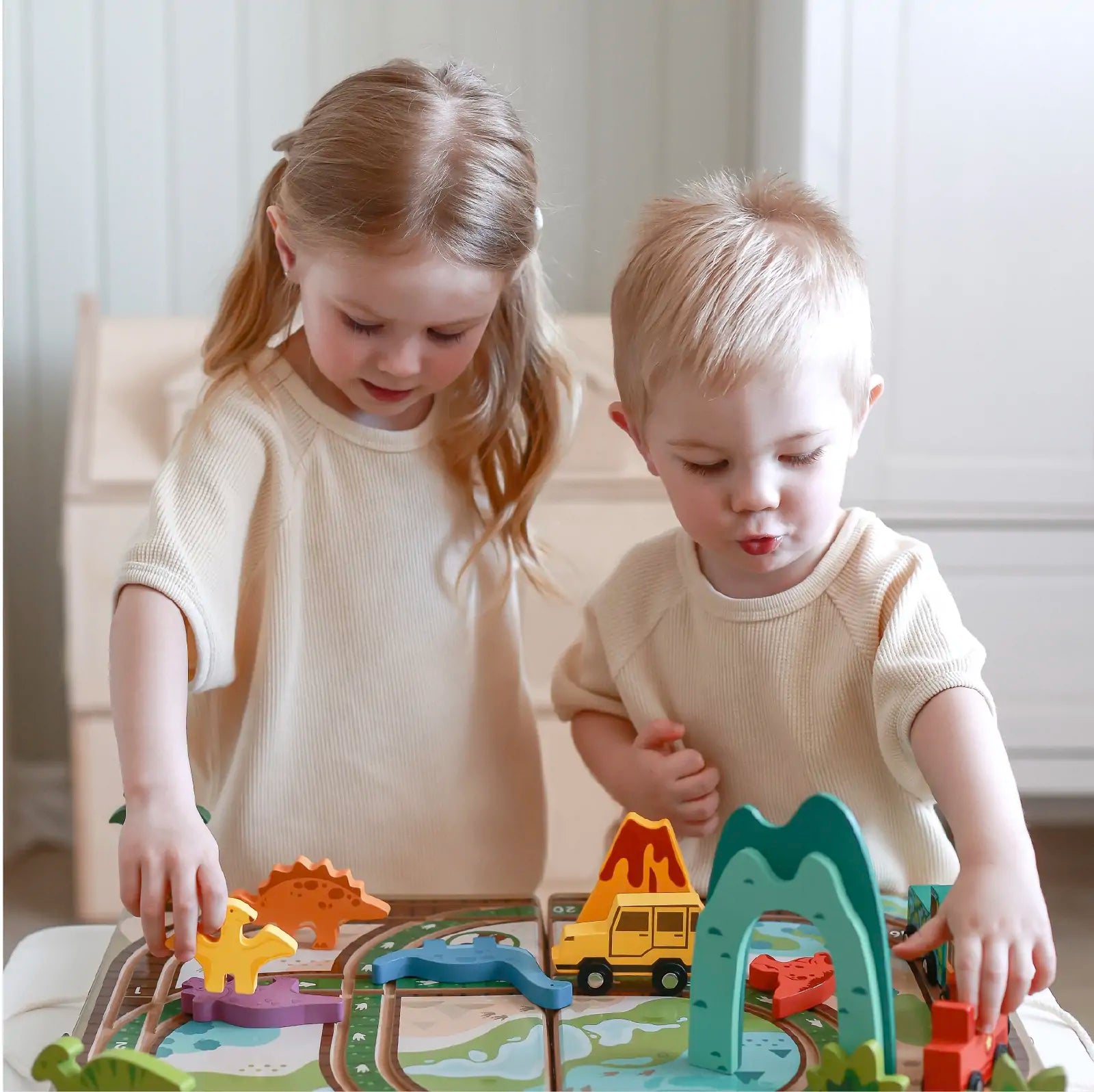 Tiny Land® Wooden Train Set 110 Pcs, Tiny Land Offical Store®