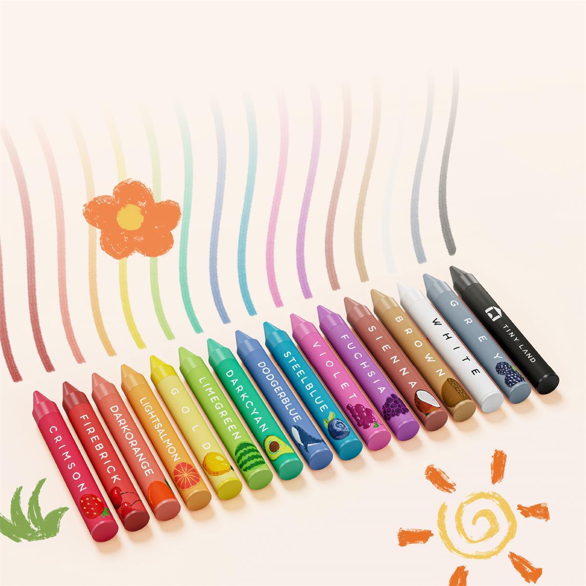 12 Colors Large Crayons for Toddlers and 12 Colors Washable Silky